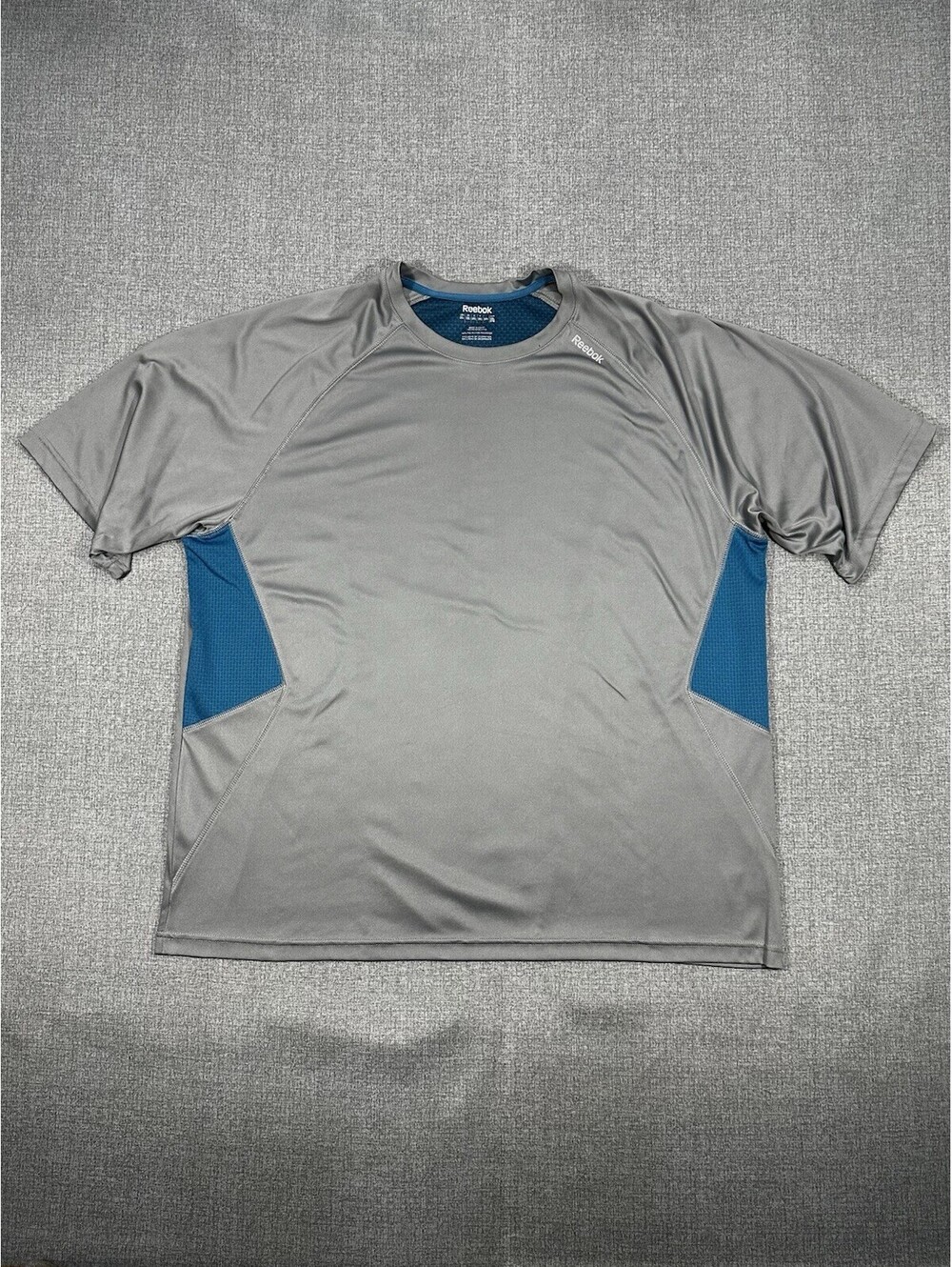 Reebok Athletic Performance T-Shirt Gray Blue XXL Polyester Activewear